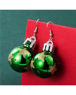 Creative Shining Star Design Big Christmas Bulb Fashion Wholesale Earrings - Green