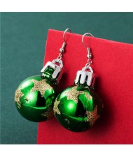 Creative Shining Star Design Big Christmas Bulb Fashion Wholesale Earrings - Green