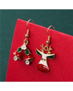 Bells and Abstract Design Cute Deer Women Statement Christmas Wholesale Earrrings