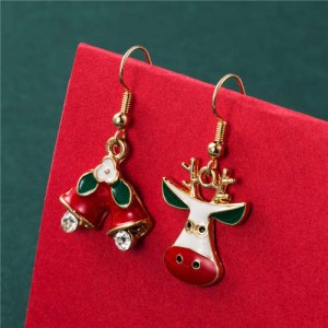 Bells and Abstract Design Cute Deer Women Statement Christmas Wholesale Earrrings