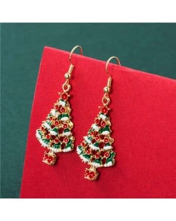 Fine Decorated Christmas Trees Design High Fashion Women Oil-Spot Glazed Hook Wholesale Earrings