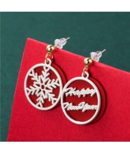 Wholesale Christmas Jewelry Round Snowflower Design Women Fashion Costume Earrings