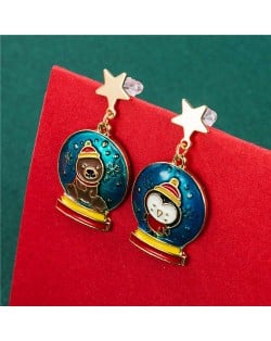 Adorable Penguin and Bear Combo Christmas Fashion Costume Women Wholesale Asymmetric Earrings