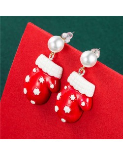 Gloves Design Artificial Pearl Wholesale Christmas High Fashion Pendant Earrings