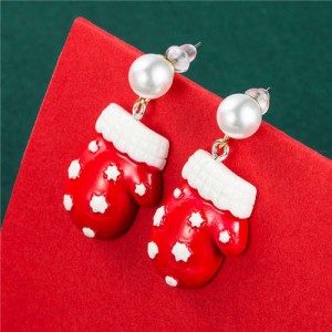 Gloves Design Artificial Pearl Wholesale Christmas High Fashion Pendant Earrings