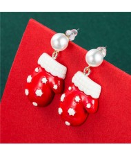 Gloves Design Artificial Pearl Wholesale Christmas High Fashion Pendant Earrings