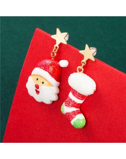 Happy Santa Claus and Christmas Sock Unique Design Women Wholesale Earrings