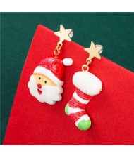 Happy Santa Claus and Christmas Sock Unique Design Women Wholesale Earrings