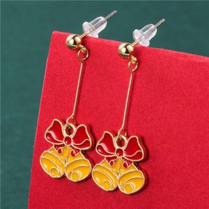 Elegant Style Bowknot Bells Boutique Design Wholesale Christmas Jewelry Fashion Dangle Earrings