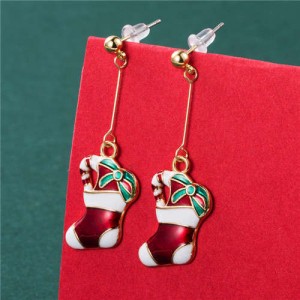 Super Adorable Lucky Socks Unique Design Party Fashion Wholesale Christmas Jewelry Dangle Ear Studs