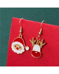 Cute Santa Claus with Deer Classic Christmas Design Women Alloy Wholesale Earrings 