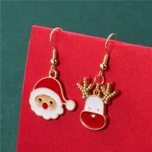 Cute Santa Claus with Deer Classic Christmas Design Women Alloy Wholesale Earrings 
