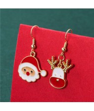 Cute Santa Claus with Deer Classic Christmas Design Women Alloy Wholesale Earrings 