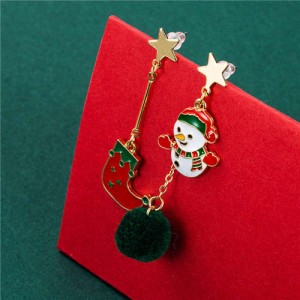 Christmas Socks and Sweet Snowman Combo Western Fashion Women Wholesale Dangle Earrings