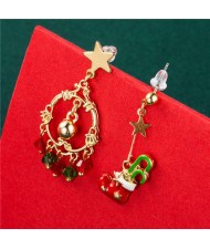 Christmas Floral Hoop Beads Tassel and Christmas Boot Geometric Design Pendant Wholesale Dangle Earrings