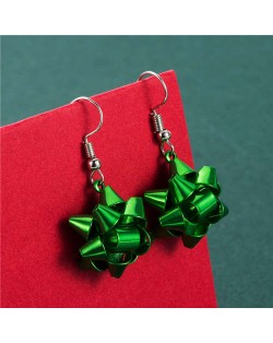 Irregular Geometric Shape Snowflake Design Christmas Jewelry Wholesale Women Fashion Hook Earrings - Green