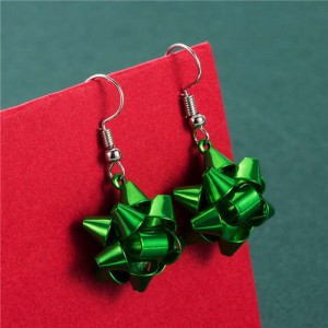 Irregular Geometric Shape Snowflake Design Christmas Jewelry Wholesale Women Fashion Hook Earrings - Green