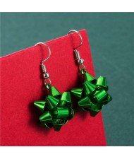 Irregular Geometric Shape Snowflake Design Christmas Jewelry Wholesale Women Fashion Hook Earrings - Green