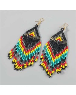 Irregular Geometric Wholesale Jewelry Beads Long Tassel Design U.S Bold Vintage Fashion Women Earrings - Multicolor