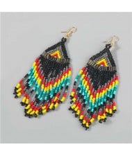 Irregular Geometric Wholesale Jewelry Beads Long Tassel Design U.S Bold Vintage Fashion Women Earrings - Multicolor