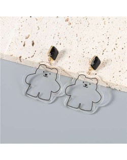 Cute Bear Pendant Design Party Fashion Women Oil-spot Glazed Wholesale Costume Earrings