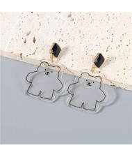 Cute Bear Pendant Design Party Fashion Women Oil-spot Glazed Wholesale Costume Earrings