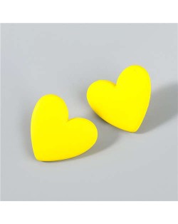 Korean Fashion Wholesale Jewelry Popular Candy Color Heart Shape Minimalist Design Women Resin Ear Studs - Yellow