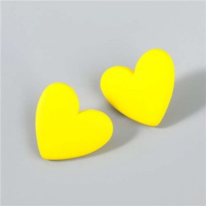 Korean Fashion Wholesale Jewelry Popular Candy Color Heart Shape Minimalist Design Women Resin Ear Studs - Yellow