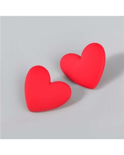 Korean Fashion Wholesale Jewelry Popular Candy Color Heart Shape Minimalist Design Women Resin Ear Studs - Red