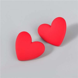 Korean Fashion Wholesale Jewelry Popular Candy Color Heart Shape Minimalist Design Women Resin Ear Studs - Red