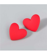 Korean Fashion Wholesale Jewelry Popular Candy Color Heart Shape Minimalist Design Women Resin Ear Studs - Red