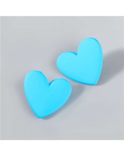 Korean Fashion Wholesale Jewelry Popular Candy Color Heart Shape Minimalist Design Women Resin Ear Studs - Blue