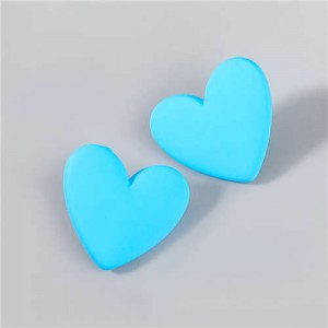 Korean Fashion Wholesale Jewelry Popular Candy Color Heart Shape Minimalist Design Women Resin Ear Studs - Blue