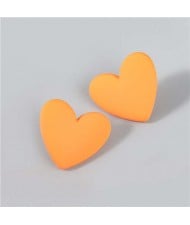Korean Fashion Wholesale Jewelry Popular Candy Color Heart Shape Minimalist Design Women Resin Ear Studs - Orange