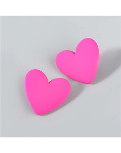 Korean Fashion Wholesale Jewelry Popular Candy Color Heart Shape Minimalist Design Women Resin Ear Studs - Rose