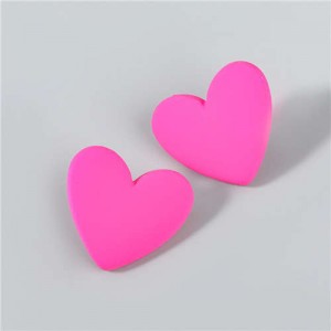 Korean Fashion Wholesale Jewelry Popular Candy Color Heart Shape Minimalist Design Women Resin Ear Studs - Rose