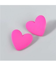 Korean Fashion Wholesale Jewelry Popular Candy Color Heart Shape Minimalist Design Women Resin Ear Studs - Rose