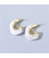 U.S Fashion C-shape Unique Design Vintage Women Wholesale Jewelry Resin Earrings - White