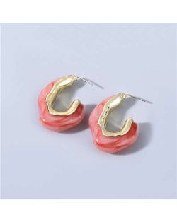 U.S Fashion C-shape Unique Design Vintage Women Wholesale Jewelry Resin Earrings - Pink