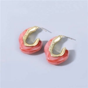 U.S Fashion C-shape Unique Design Vintage Women Wholesale Jewelry Resin Earrings - Pink