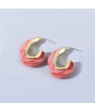 U.S Fashion C-shape Unique Design Vintage Women Wholesale Jewelry Resin Earrings - Pink