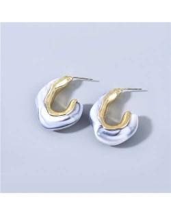 U.S Fashion C-shape Unique Design Vintage Women Wholesale Jewelry Resin Earrings - Gray