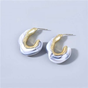 U.S Fashion C-shape Unique Design Vintage Women Wholesale Jewelry Resin Earrings - Gray