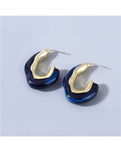 U.S Fashion C-shape Unique Design Vintage Women Wholesale Jewelry Resin Earrings - Blue