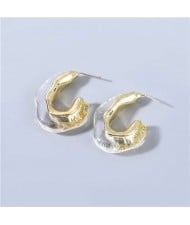 U.S Fashion C-shape Unique Design Vintage Women Wholesale Jewelry Resin Earrings - Transparent