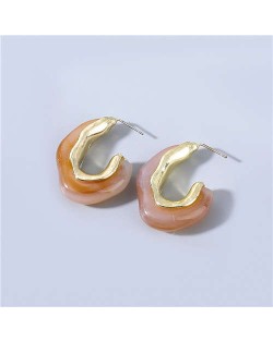 U.S Fashion C-shape Unique Design Vintage Women Wholesale Jewelry Resin Earrings - Brown