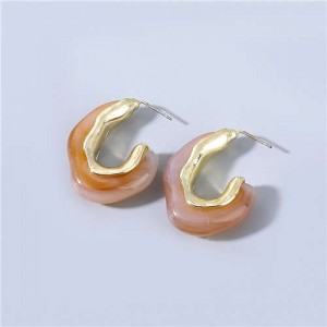 U.S Fashion C-shape Unique Design Vintage Women Wholesale Jewelry Resin Earrings - Brown