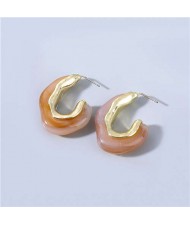 U.S Fashion C-shape Unique Design Vintage Women Wholesale Jewelry Resin Earrings - Brown