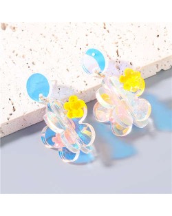 Candy Color Sweet Floral Abstract Design Wholesale Jewelry Party High Fashion Women Dangle Earrings