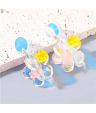 Candy Color Sweet Floral Abstract Design Wholesale Jewelry Party High Fashion Women Dangle Earrings